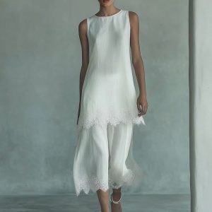 Lace Sleeveless Elegant Two-Piece Set