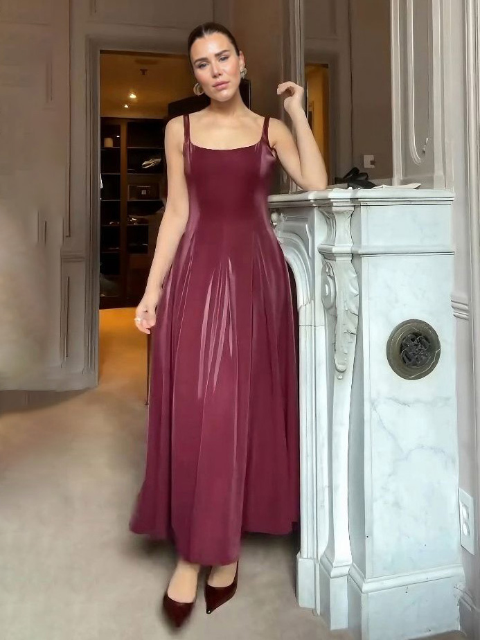 Square Neck Elegant Maxi Dress