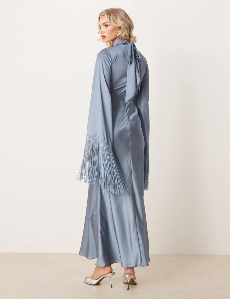 Printed Satin Elegant Maxi Dress