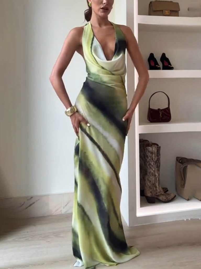 Printed Halter Resort Maxi Dress