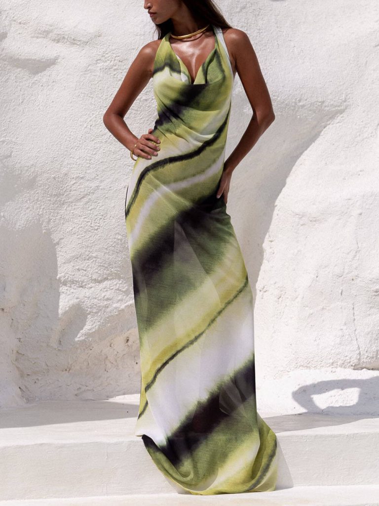 Printed Halter Resort Maxi Dress