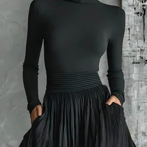 High Neck Long Sleeve Elegant Top