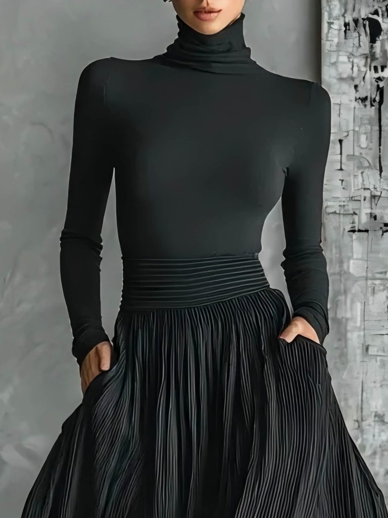 High Neck Long Sleeve Elegant Top