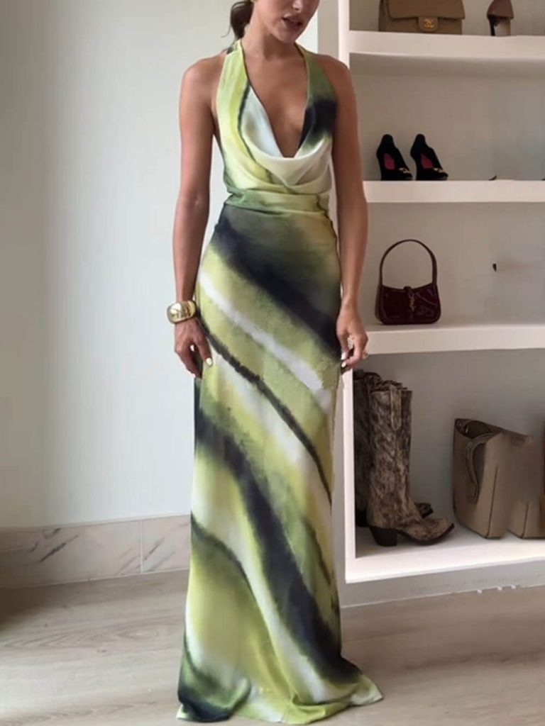 Printed Halter Resort Maxi Dress