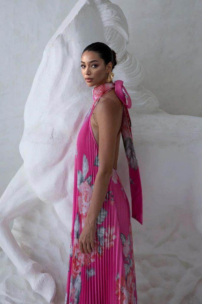 Printed Floral Backless Maxi Dress