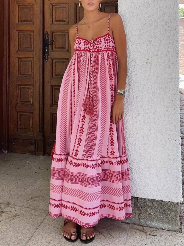 Knit Crochet Patchwork Maxi Dress